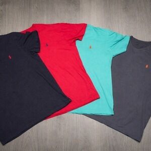 Polo Ralph Lauren V-Neck T-Shirt Bundle 4 Mens (3)M & (1)L Cotton Classic Logo